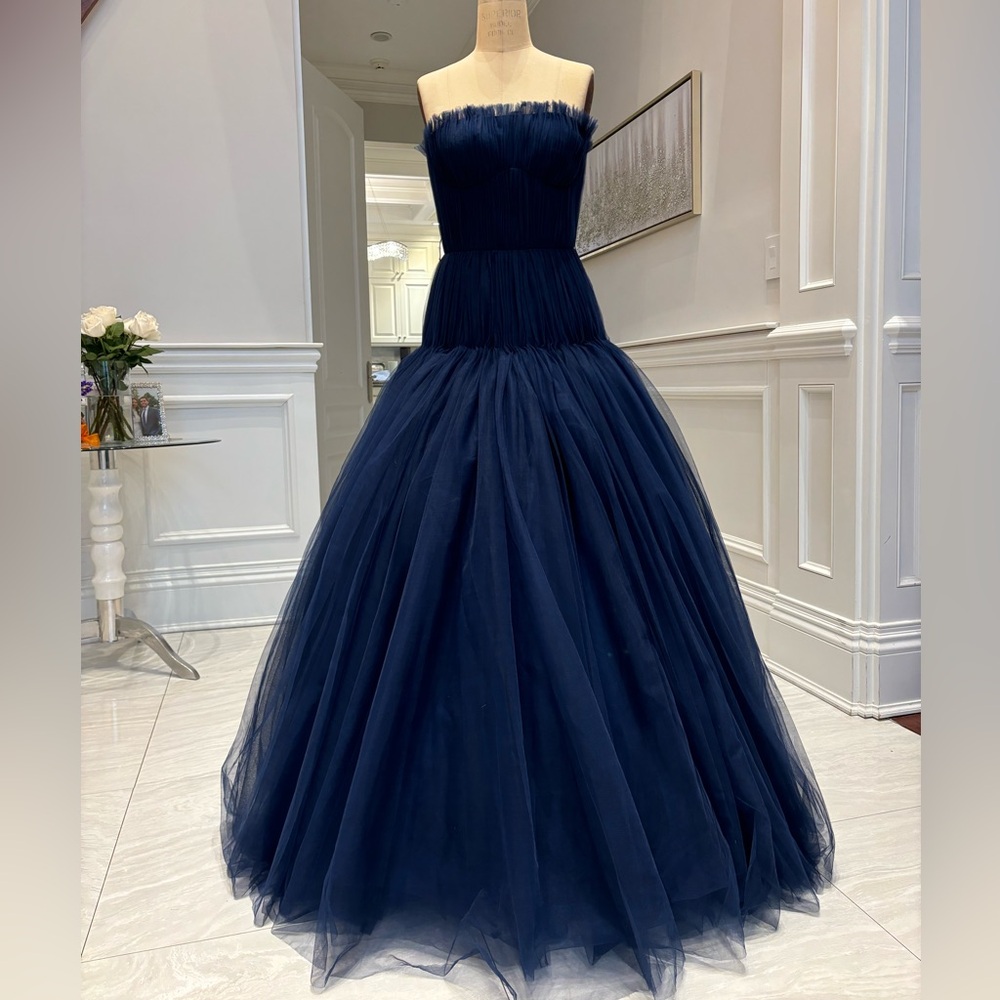 Zac Posen Navy Strapless Ball Gown NWT